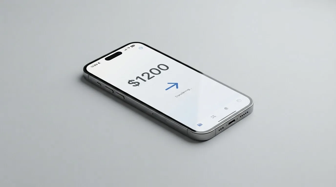 A phone showing a stablecoin transfer screen