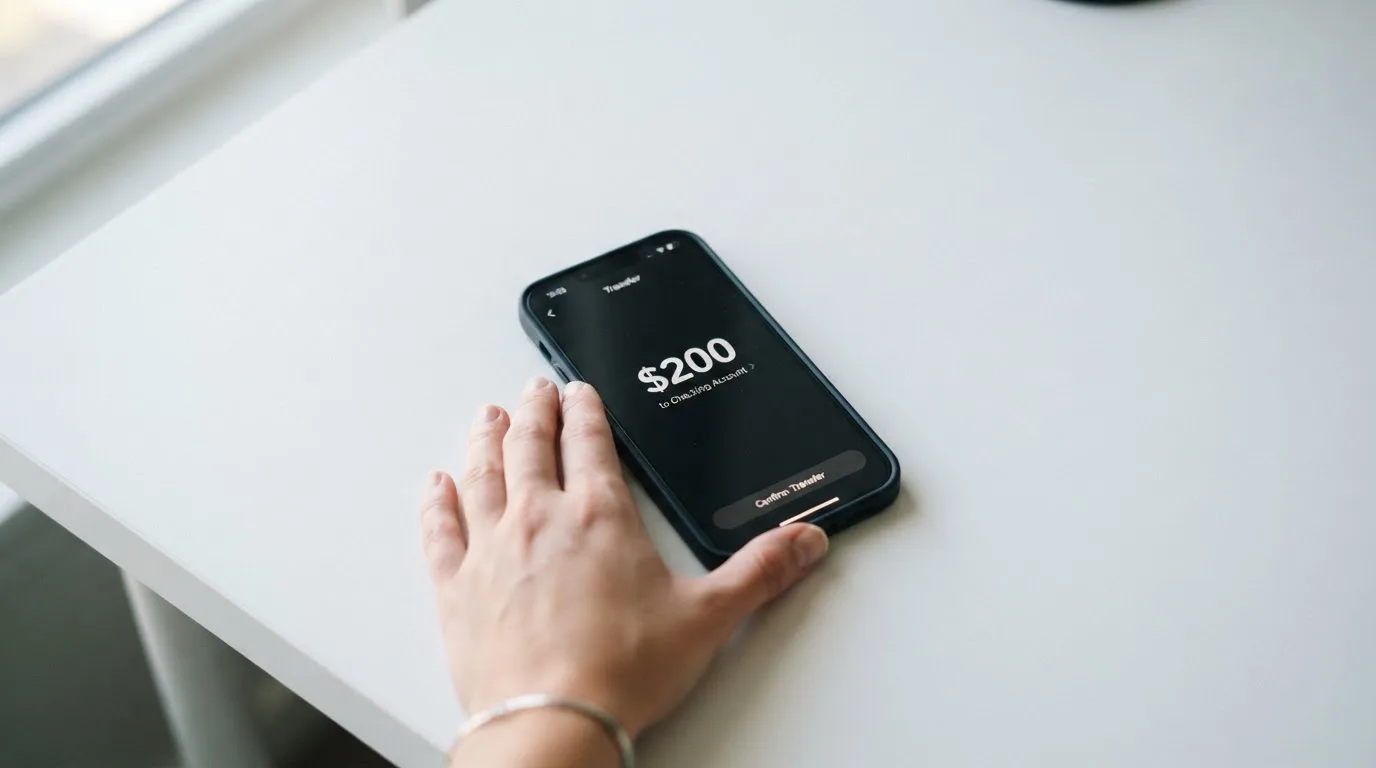 A phone showing a stablecoin transfer screen