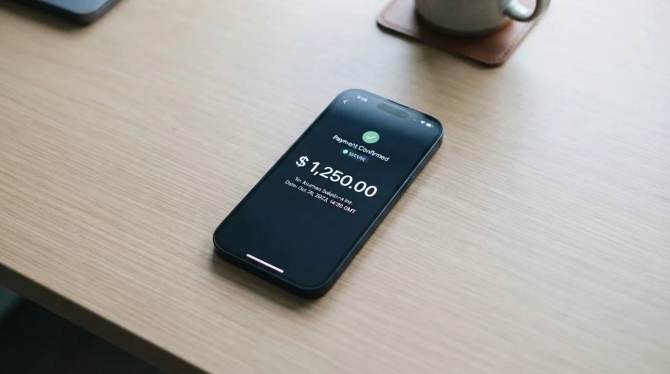 A phone showing a stablecoin transfer screen