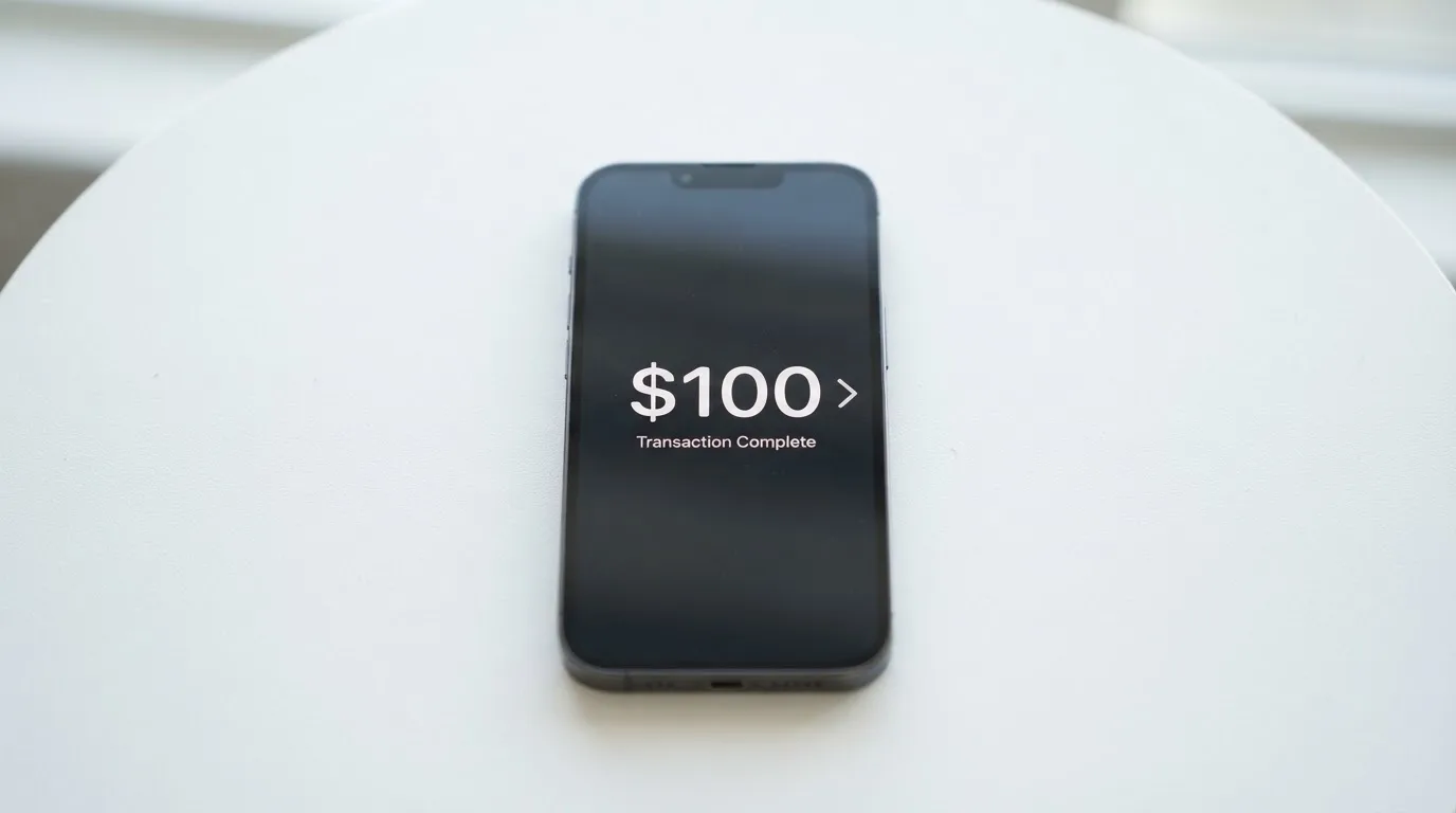 A phone showing a stablecoin transfer screen