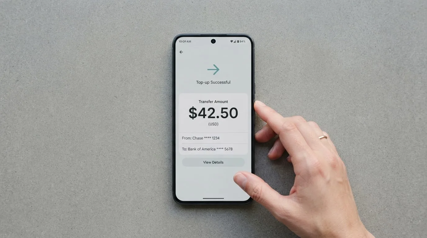 A phone showing a stablecoin transfer screen