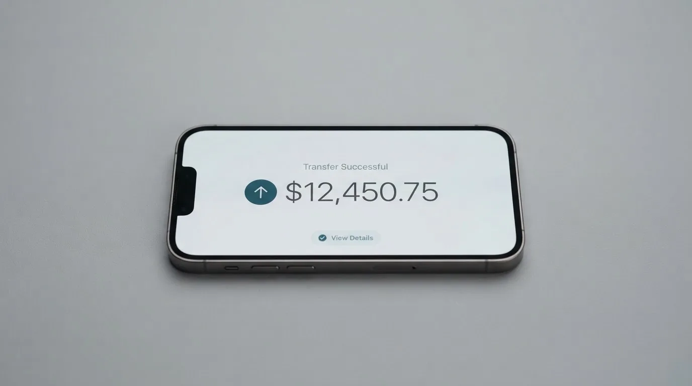 A phone showing a stablecoin transfer screen