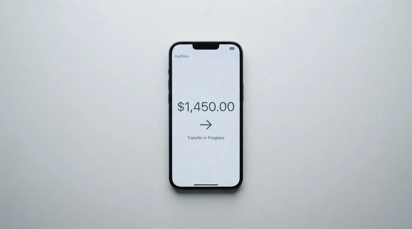 A phone showing a stablecoin transfer screen