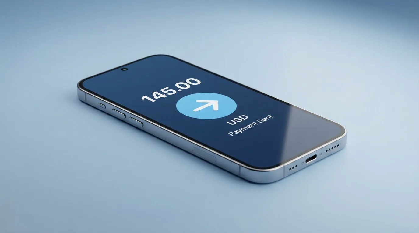 A phone showing a stablecoin transfer screen