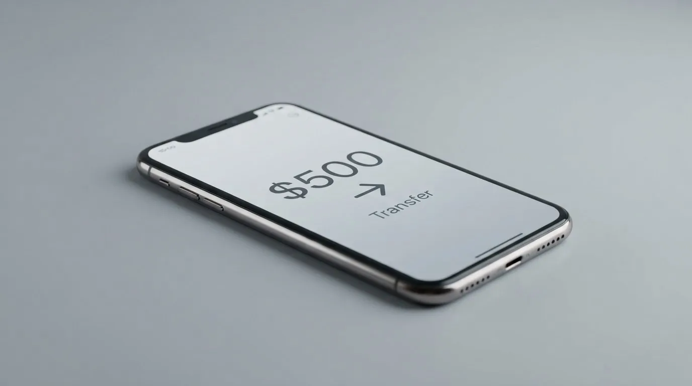 A phone showing a stablecoin transfer screen