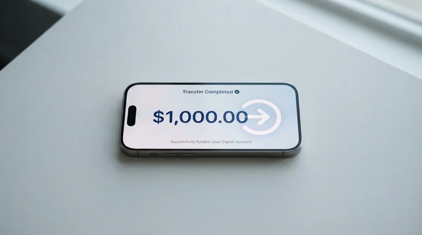 A phone showing a stablecoin transfer screen