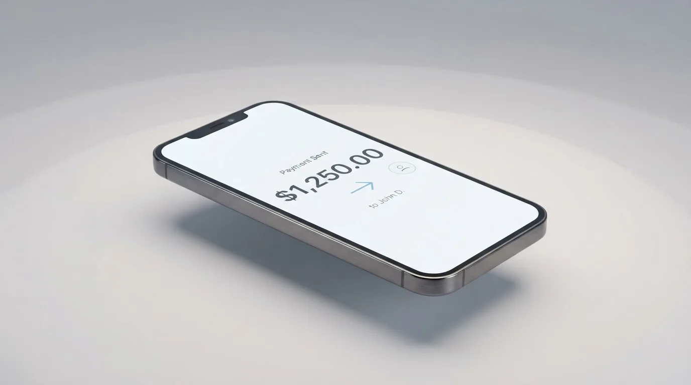 A phone showing a stablecoin transfer screen