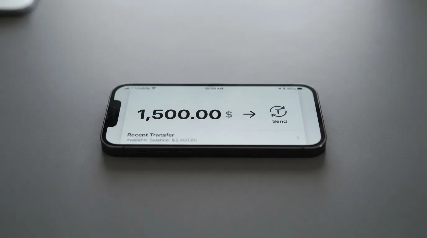 A phone showing a stablecoin transfer screen