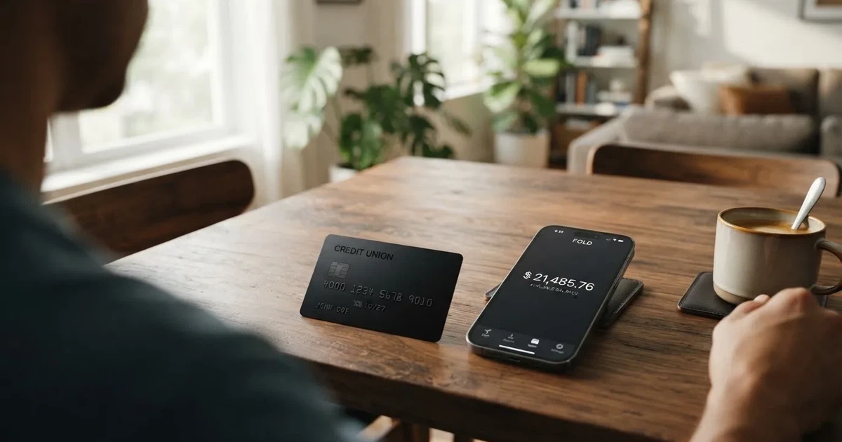 A payment card next to a phone with a crypto wallet app open