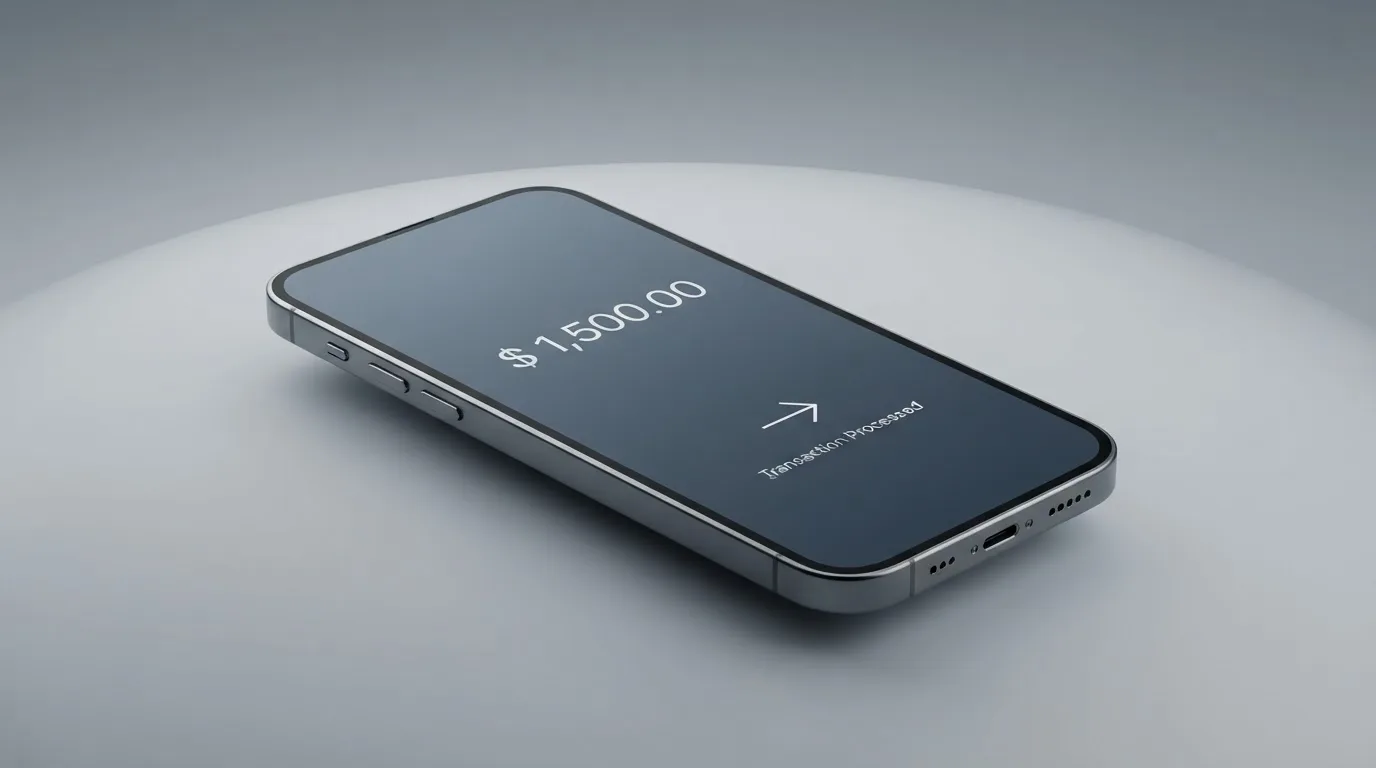 A phone showing a stablecoin transfer screen