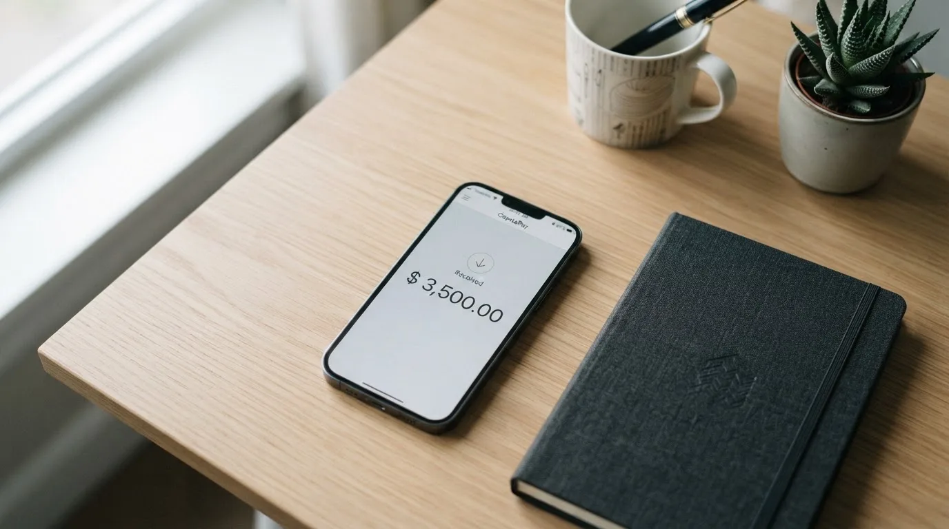 A phone showing a stablecoin transfer screen