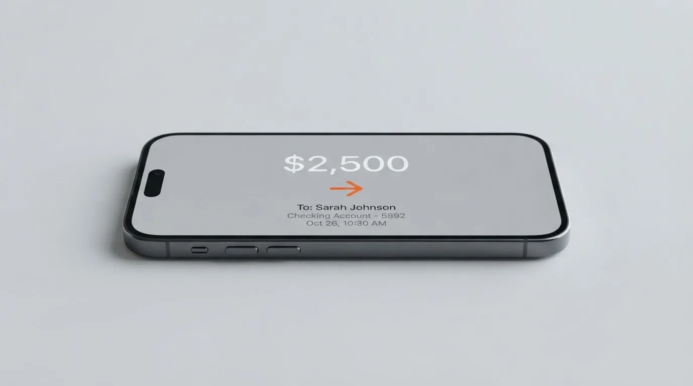 A phone showing a stablecoin transfer screen