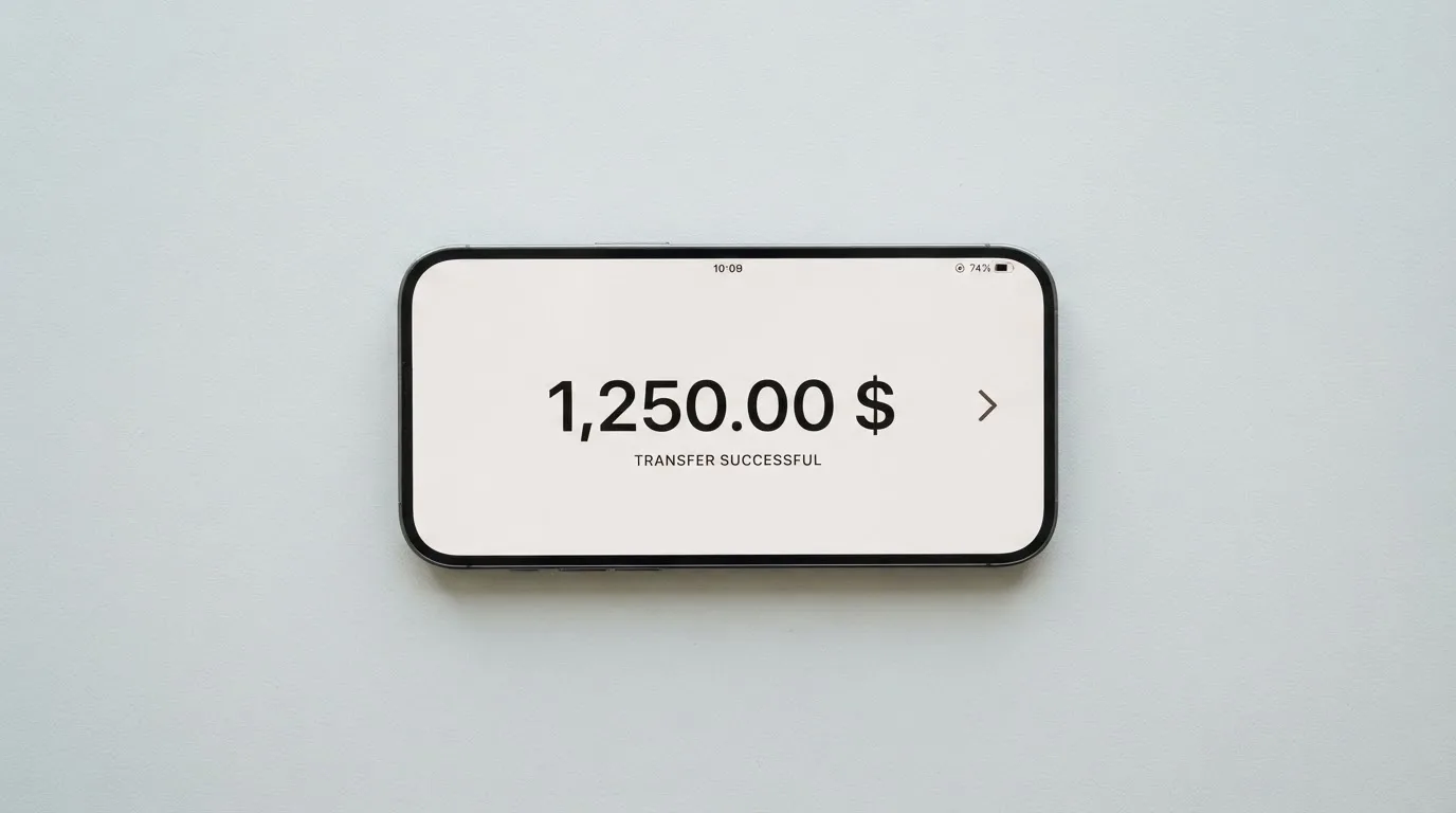 A phone showing a stablecoin transfer screen