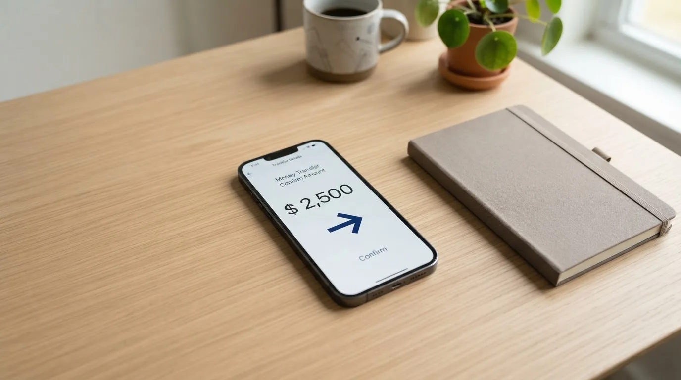 A phone showing a stablecoin transfer screen